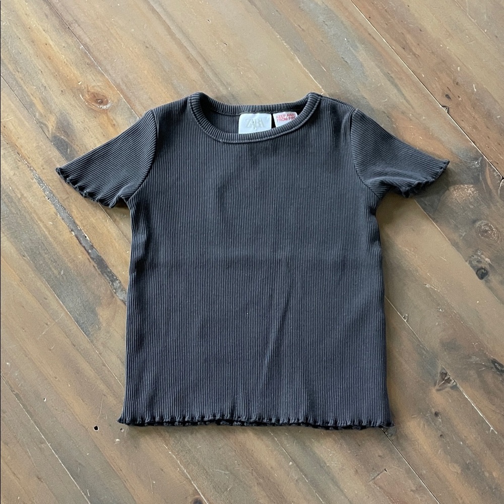 Zara Brown Ribbed T-Shirt